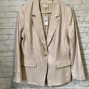 Loft linen striped blazer. Women’s size 14. NWT